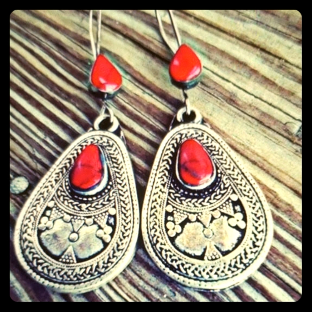 Vintage Sterling silver Earrings Dangle drop